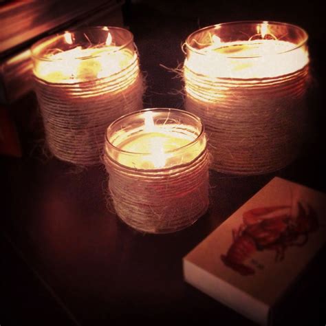 In Love With Twine Wrapped Candles Twine Wrapped Candles Twine Crafts Candle Jars