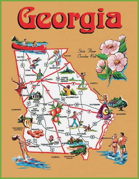 State And County Maps Of Georgia Printable Road Map Of Georgia Usa