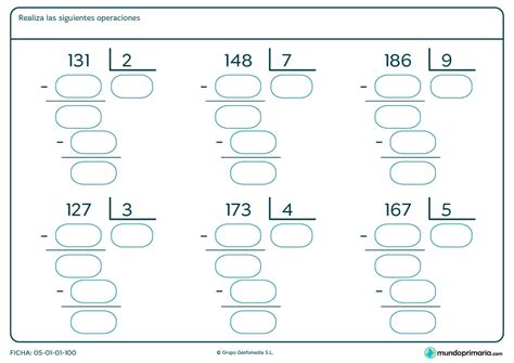 Ficha De Hacer Divisiones Con Dividendo De Tres Cifras Para Primaria