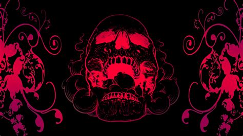 Red Skull Flowers Black Background 4k Hd Artist 4k Wallpapers Images