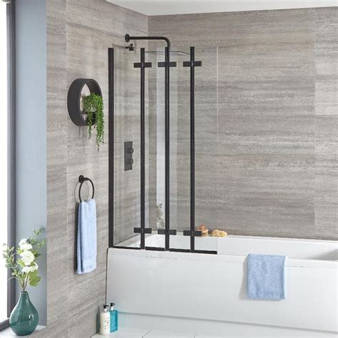 Black Bath Shower Screen Folding Dengan Santai
