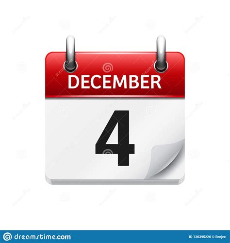 December 4 Vector Flat Daily Calendar Icon Date And Time Day Month