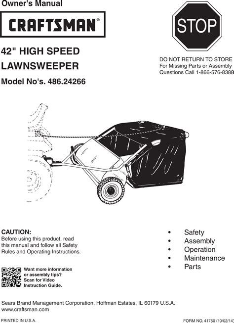 Craftsman High Speed Sweeper Owners Manual