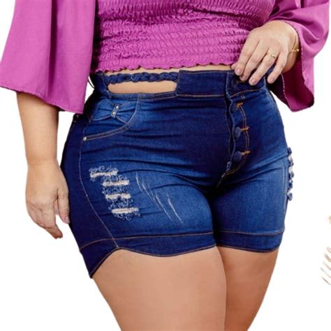 Shorts Jeans Dolce Sedutti Plus Size Trança R 12990 Cor Azul