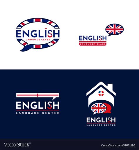 Set Of Learning English Language Class Logo Vector Image