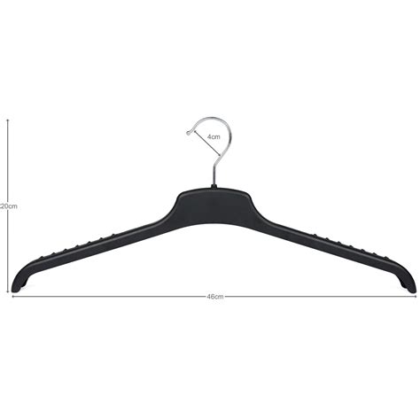 The Hanger Store Extra Wide 46cm Black Plastic Non Slip Coat Clothes