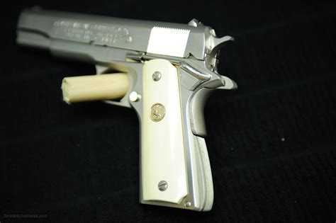 Colt Government Model Mkiv Series 70 Bright Nickel With Ivory Grips