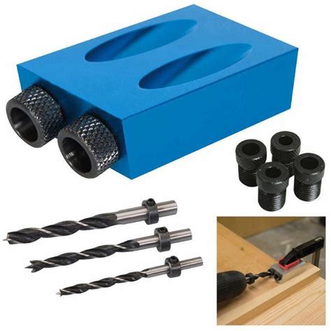 Pocket Hole Screw Jig With Dowel Drill Carpenters Wood Joint Drilling