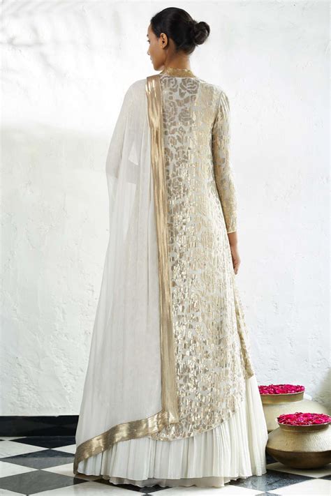 Buy Nakul Sen Off White Chiffon Embroidered Jacket Sharara Set Online Aza Fashions