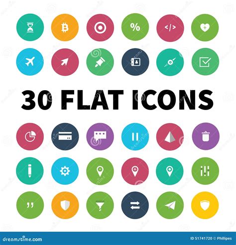 Flat Ui Kit Pack Icons For Webdesign Or Mobile Design Stock Vector