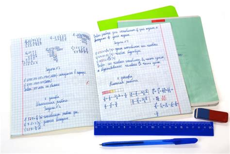 Math Notebook Open Messy Handwriting With Pencil Stock Image Image Of