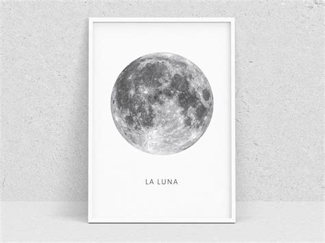 La Luna Poster Full Moon Digital Scandinavian Wall Decor For Etsy