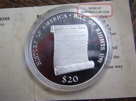 Commemorative Bill Of Rights Proof Silver Coin 20 Grams 999 Silver