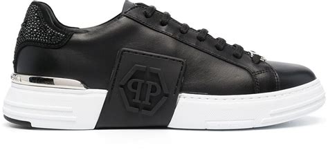 Philipp Plein Phantom Kick Leather Low Top Sneakers Shopstyle