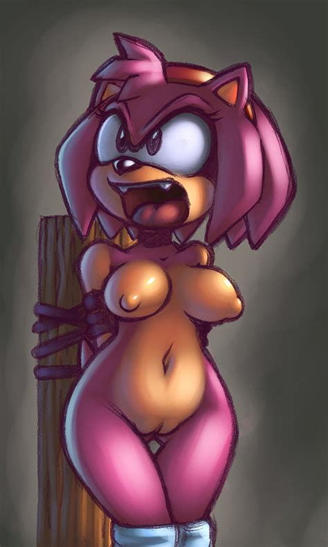 Rule 34 1girls Amy Rose Angry Anthro Arms Behind Back Arms Tied Bare Shoulders Beige Skin