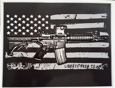Ar15 M4 Rifle Firearm Window Decal Sticker Usa Flag Ar 15 Rifle Decal
