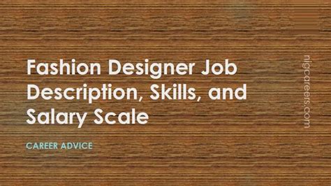 Fashion Designer Job Description Skills And Salary