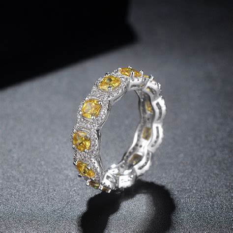 Kylie Jenner Signature Eternity Band Ring In Square Canary Bijouterie