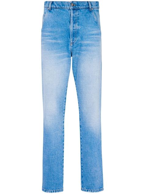 Balmain Low Rise Slim Fit Jeans In Blue Modesens