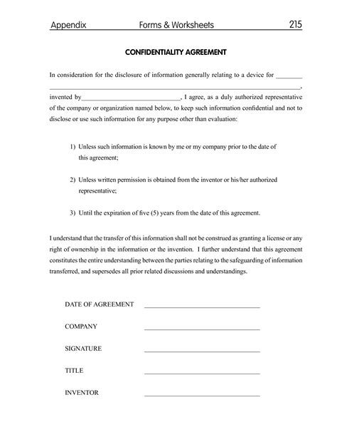 Confidential Agreement Template Free Word Templates