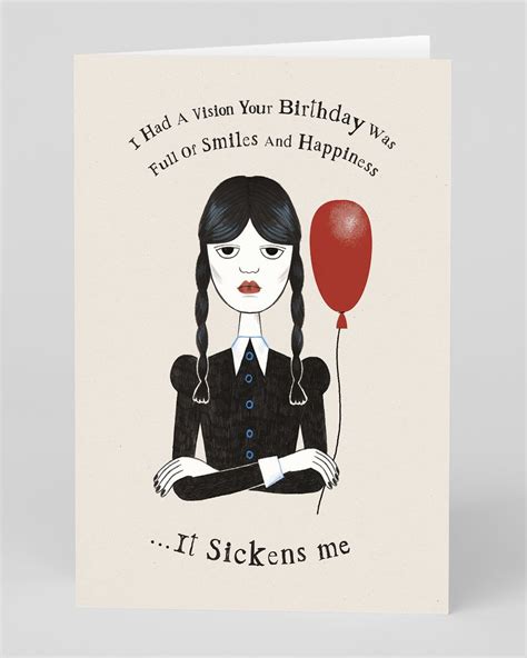 Wednesday Addams Funny Birthday Card Ohh Deer Birthday Cards Creative Birthday Cards Funny