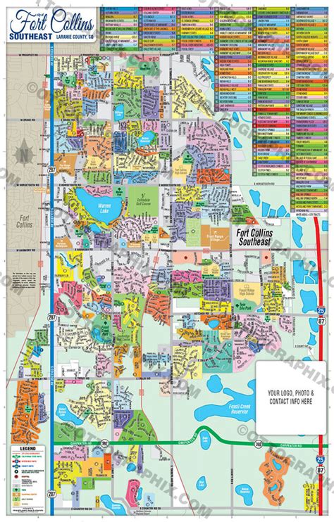 Fort Collins Map Colorado Pdf Layered Editable Royalty Free