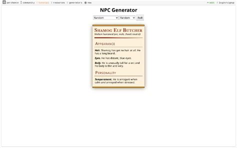 NPC Generator ― Perchance