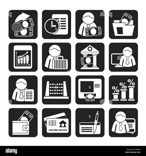 Silhouette Bank And Finance Icons Vector Icon Set Stock Vector Image