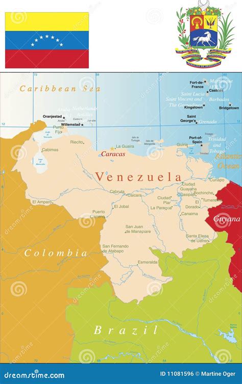 Venezuela Map Stock Vector Illustration Of Latitude 11081596