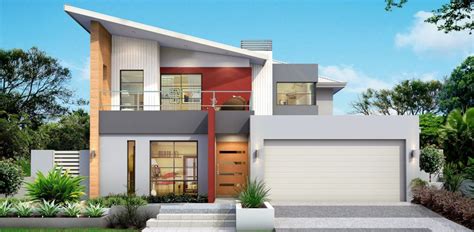 Contemporary Two Storey House Plan With A Living Room And A Kitchen On