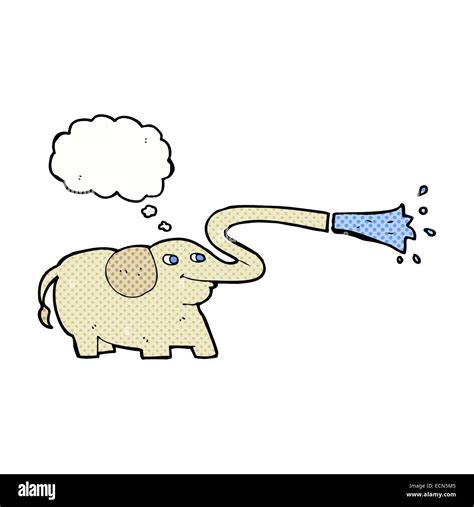 Cartoon Elephant Squirting Water With Thought Bubble Stock Vector Image Art Alamy