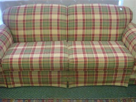 Broyhill Plaid Upholstered Sofa