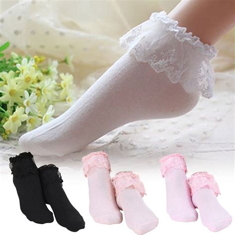 SPRING PARK 1 Pair Women Ankle Socks Lace Ruffle Frilly Comfortable