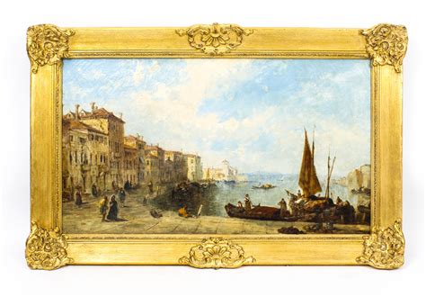 Antique Oil Painting Venetian Scene Of The Grand Canal J Vivian Th C