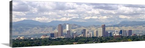 Clouds Over Skyline And Mountains Denver Colorado Wall Art Canvas