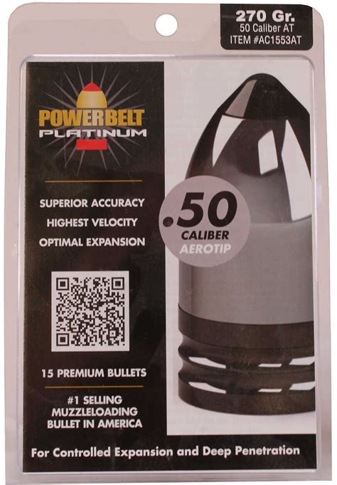 Cva 50 Caliber Platinum Powerbelt Bullets 270 Grain 15pack Md