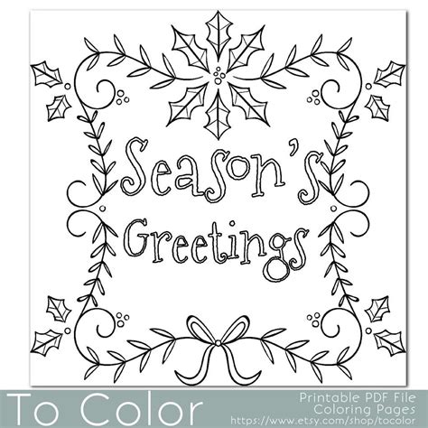 Coloring Page Christmas Card Printable Color