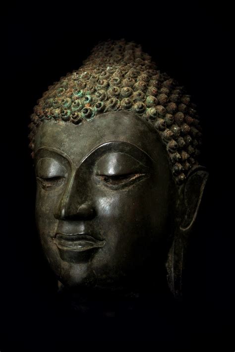 19c Bronze Chiangsang Buddha Head Bb307