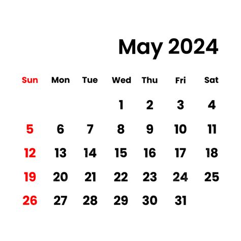 Kalender Mai 2024 Vektor Kann 2024 Kalender Png Und Vektor Zum