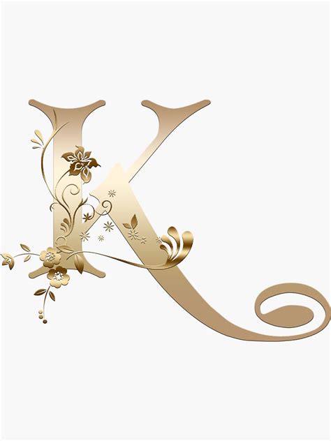 Elegant Gold Floral Monogram Letter K Sticker For Sale By Grafixmom