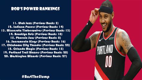 These rankings are constructed by controlling for opponent strength and game location. NBA Power Rankings: 11/18/19 - 11/31/19 - The Slumpbuster