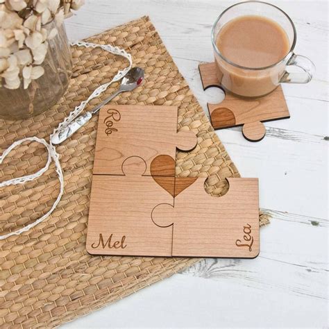 Personaised Jigsaw Coaster Set The Laser Boutique