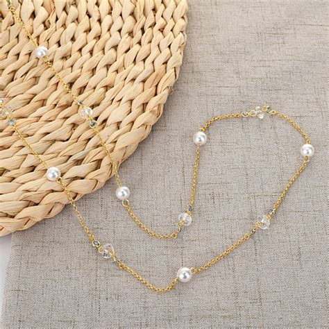 Best Artificial Pearl Gold Plated Long Chain Necklace