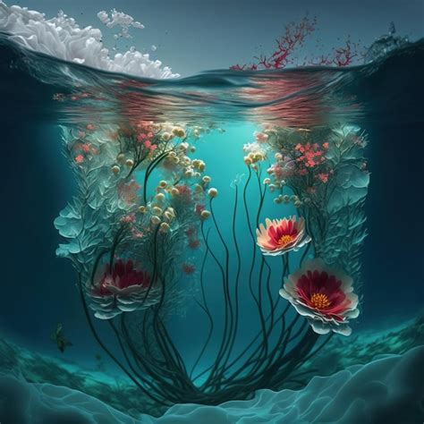 Premium Ai Image Beautiful Colorful Flowers Underwater Artistic Close