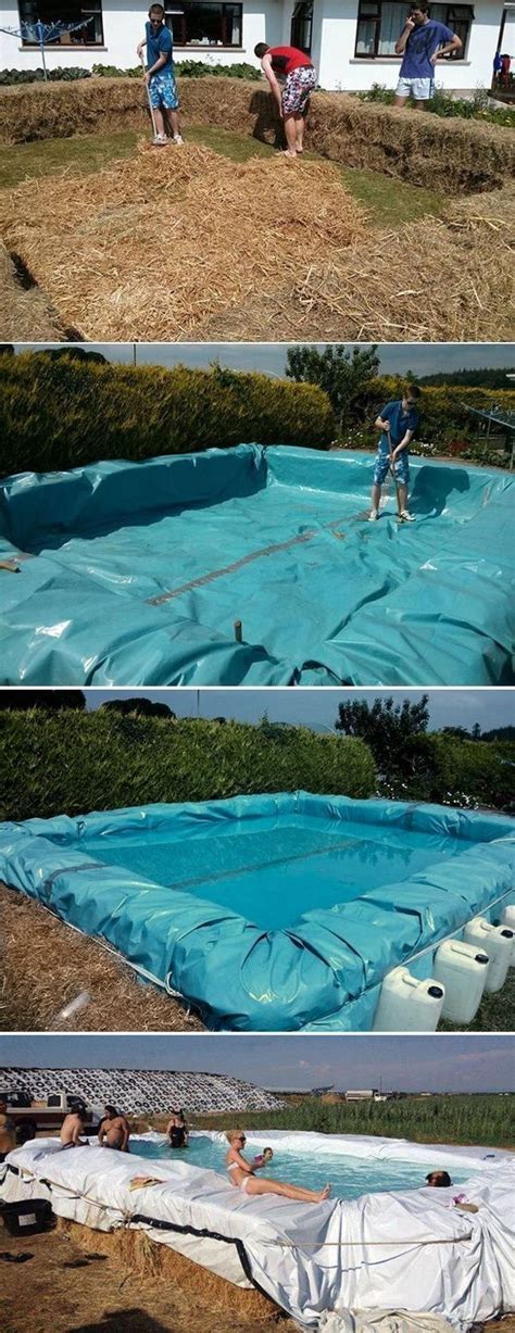Build A Swimming Pool Out Of Bales Of Hay In 2019 Homemade