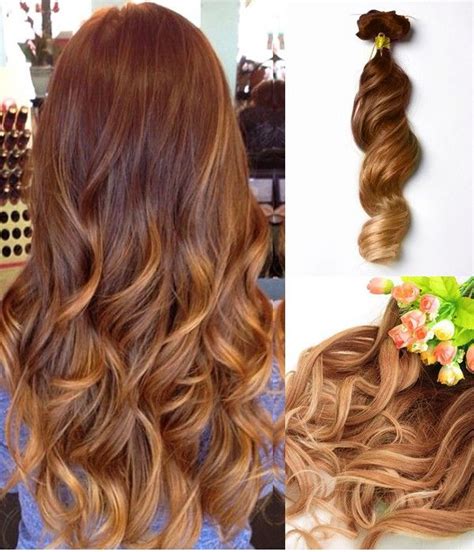 Brown Dip Dye Ombre With Highlights Indian Remy Clip In Hair Extensions