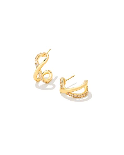 Annie Gold Infinity Huggie Earrings In White Crystal Kendra Scott