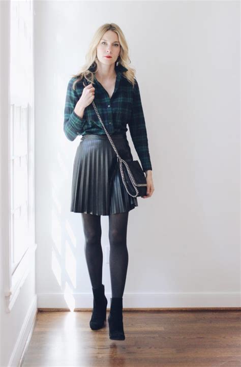 Madewell Plaid Top J Crew Faux Leather Pleated Skirt Holiday Pops