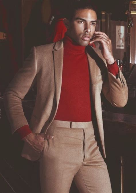 The Power Of A Red Turtle Neck And Tan Suit Brandon Epsy Dress Suits