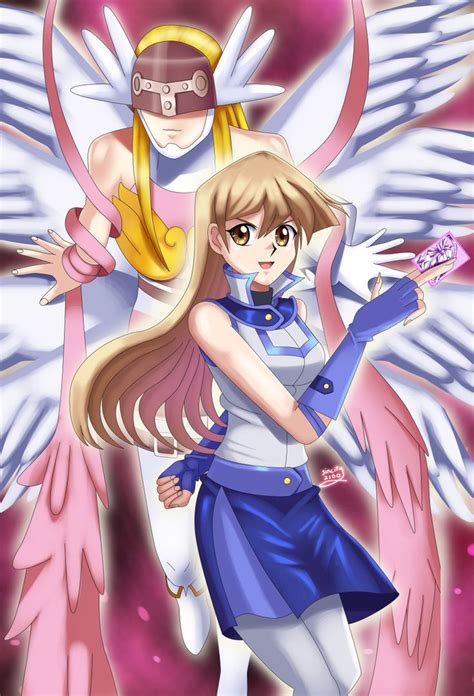Safebooru 2girls Angel Angel Wings Angewomon Armor Blonde Hair Blue